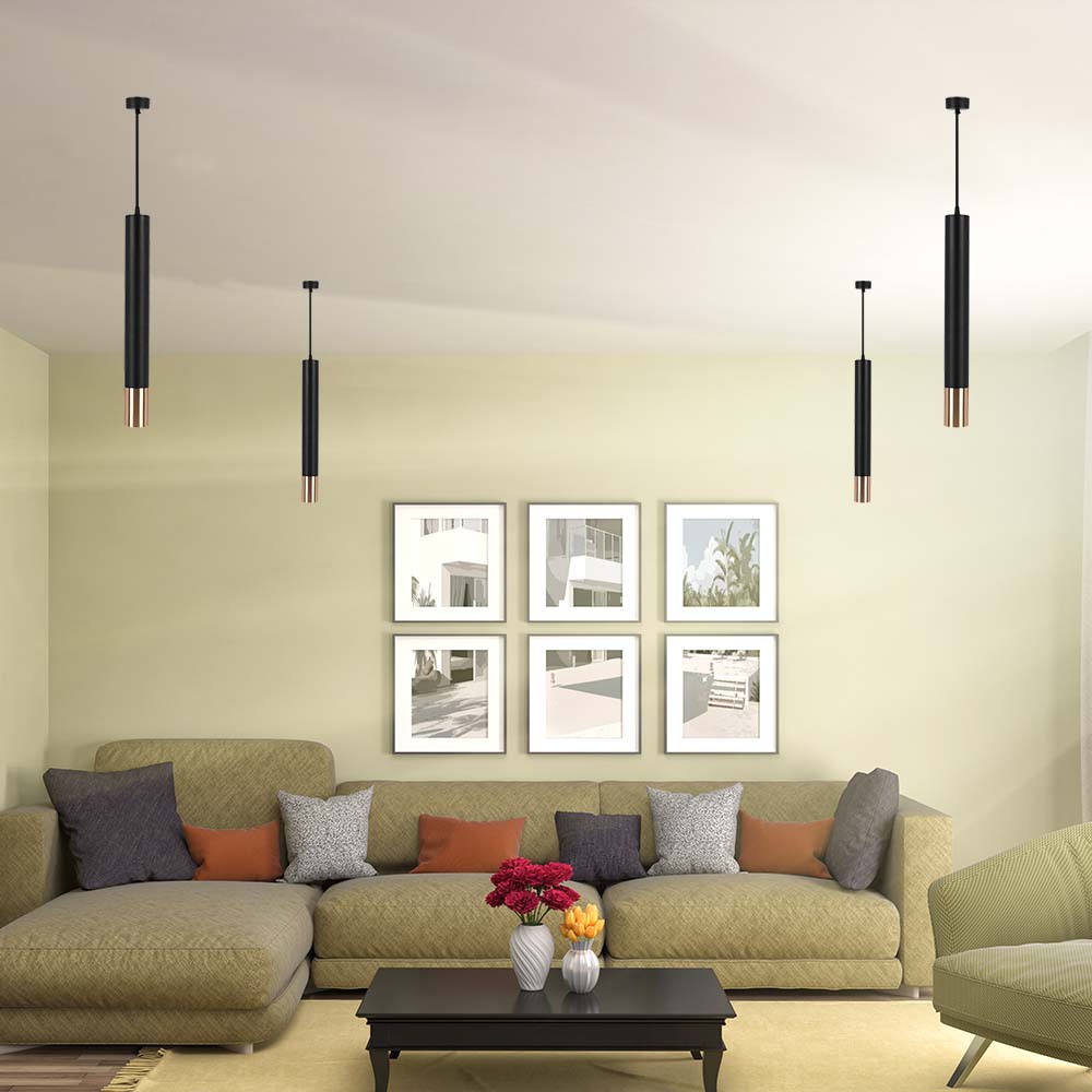 Lampa wisząca / Trzonek:GU10 / Okrągła / Czarna / Złota