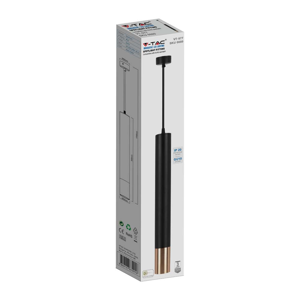 Lampa wisząca / Trzonek:GU10 / Okrągła / Czarna / Złota
