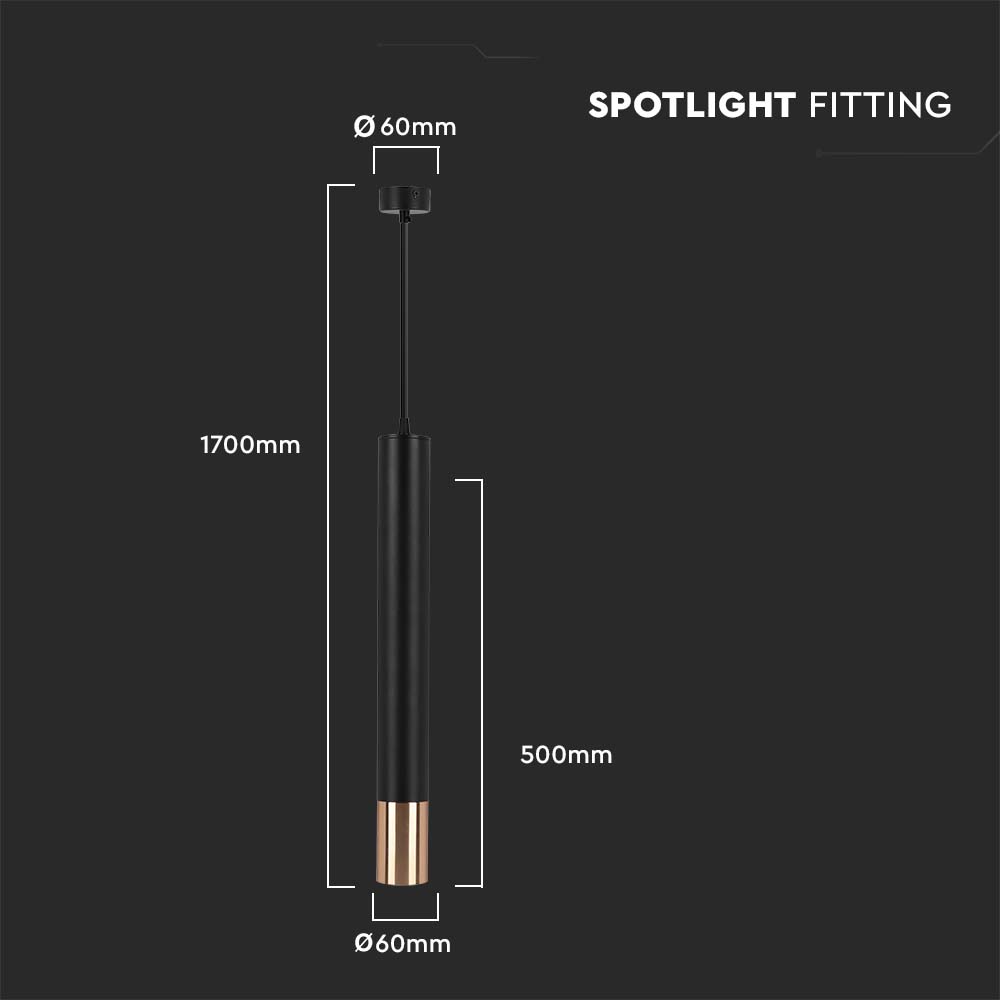 Lampa wisząca / Trzonek:GU10 / Okrągła / Czarna / Złota