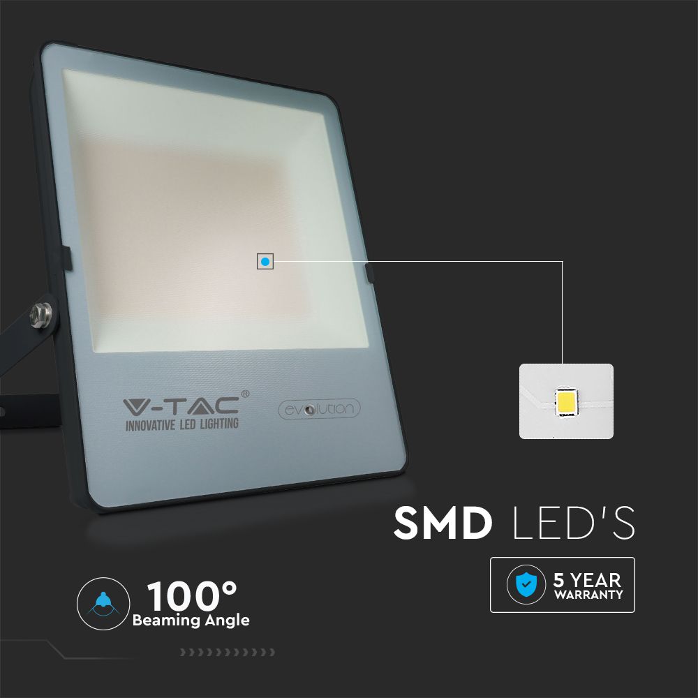 150W Naświetlacz LED SMD / Barwa:6400K / Obudowa: Czarna / Skuteczność 160lm/W