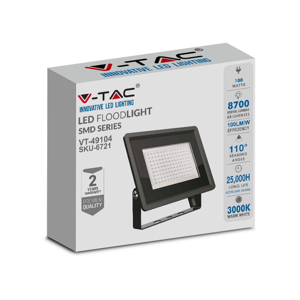 100W Naświetlacz LED / Seria: F-Class / Barwa:3000K / Obudowa: Czarna