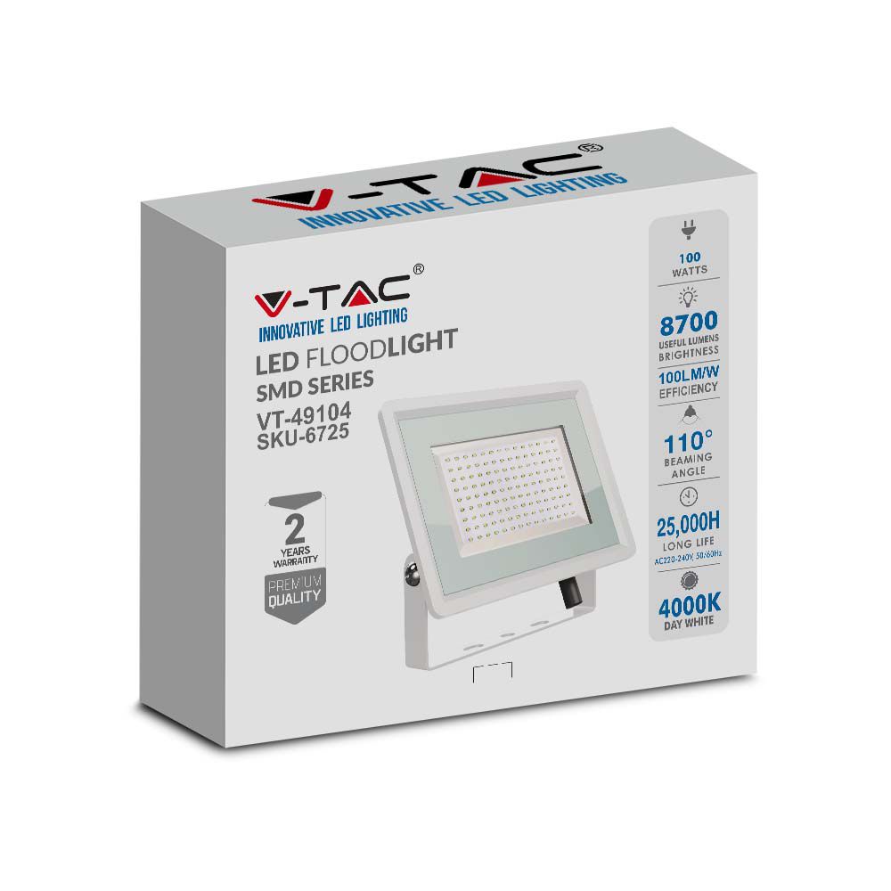 100W Naświetlacz LED / Seria: F-Class / Barwa:4000K / Obudowa: Biała