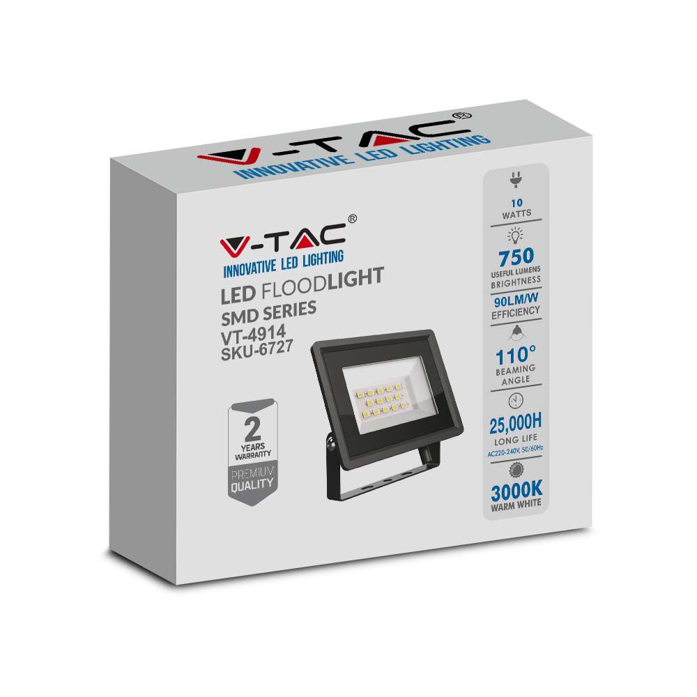 10W Naświetlacz LED / Seria: F-Class / Barwa:3000K / Obudowa: Czarna