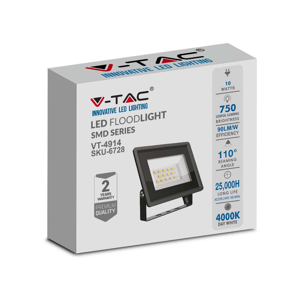 10W Naświetlacz LED / Seria: F-Class / Barwa:4000K / Obudowa: Czarna