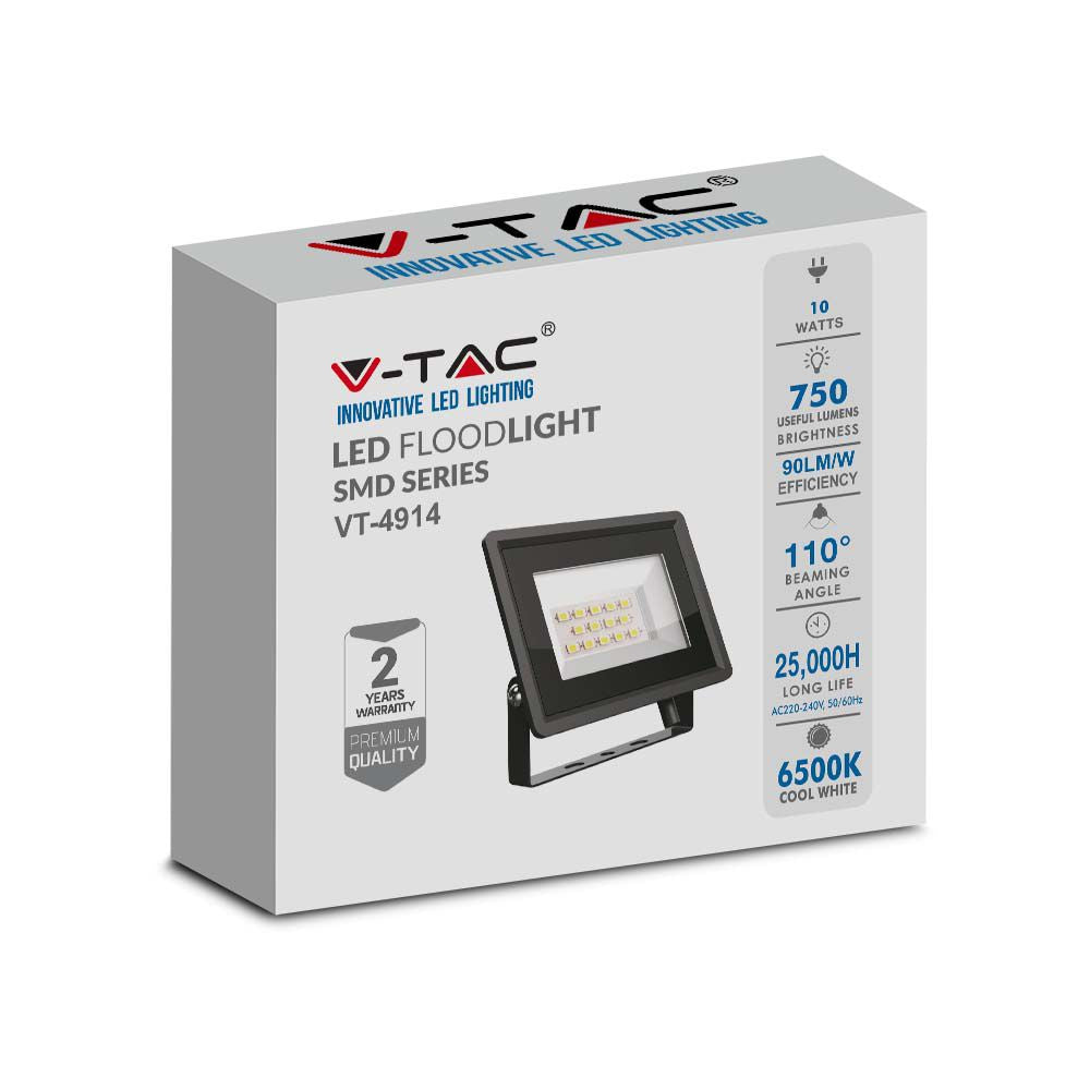 10W Naświetlacz LED / Seria: F-Class / Barwa:6500K / Obudowa: Czarna