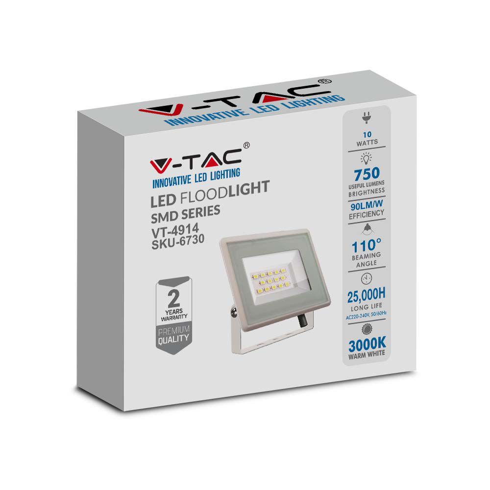 10W Naświetlacz LED / Seria: F-Class / Barwa:3000K / Obudowa: Biała