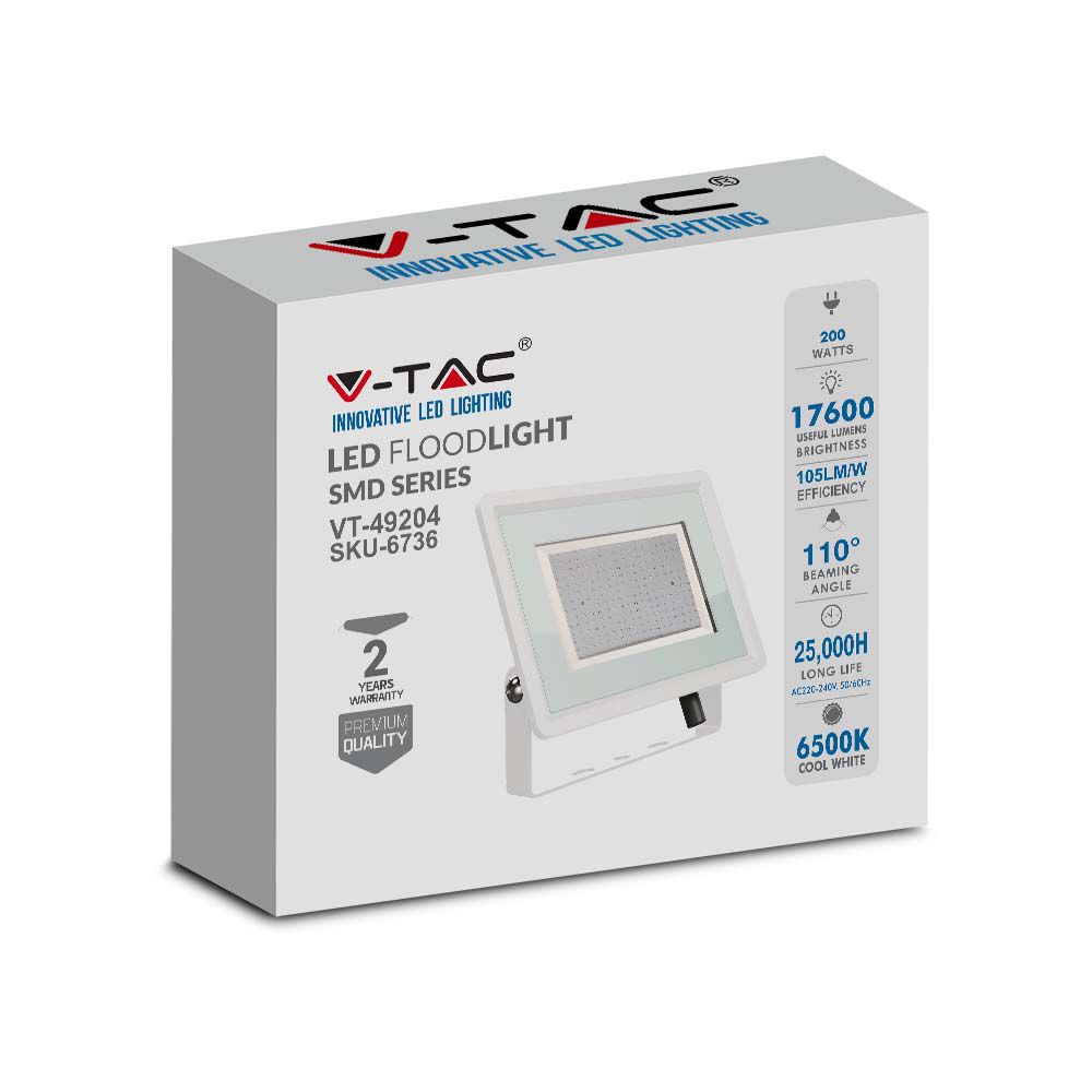 200W Naświetlacz LED / Seria: F-Class / Barwa:6500K / Obudowa: Biała