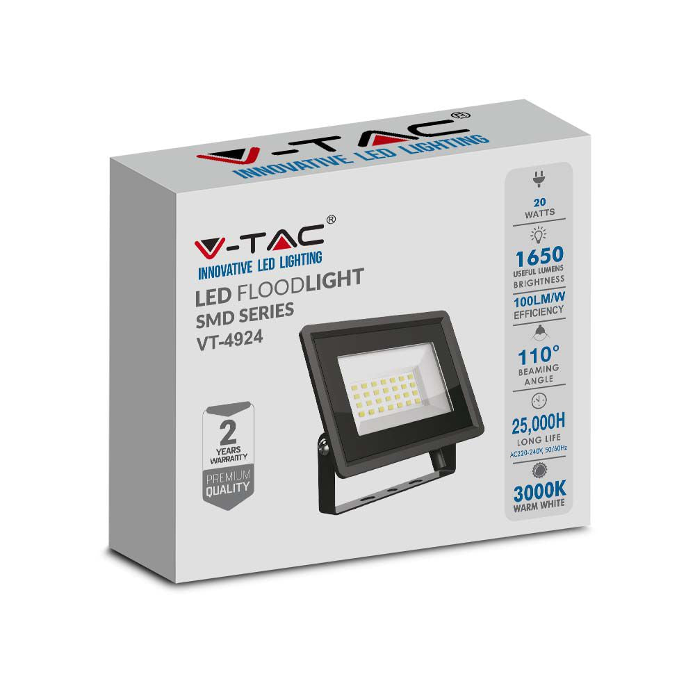 20W Naświetlacz LED / Seria: F-Class / Barwa:6500K / Obudowa: Czarna