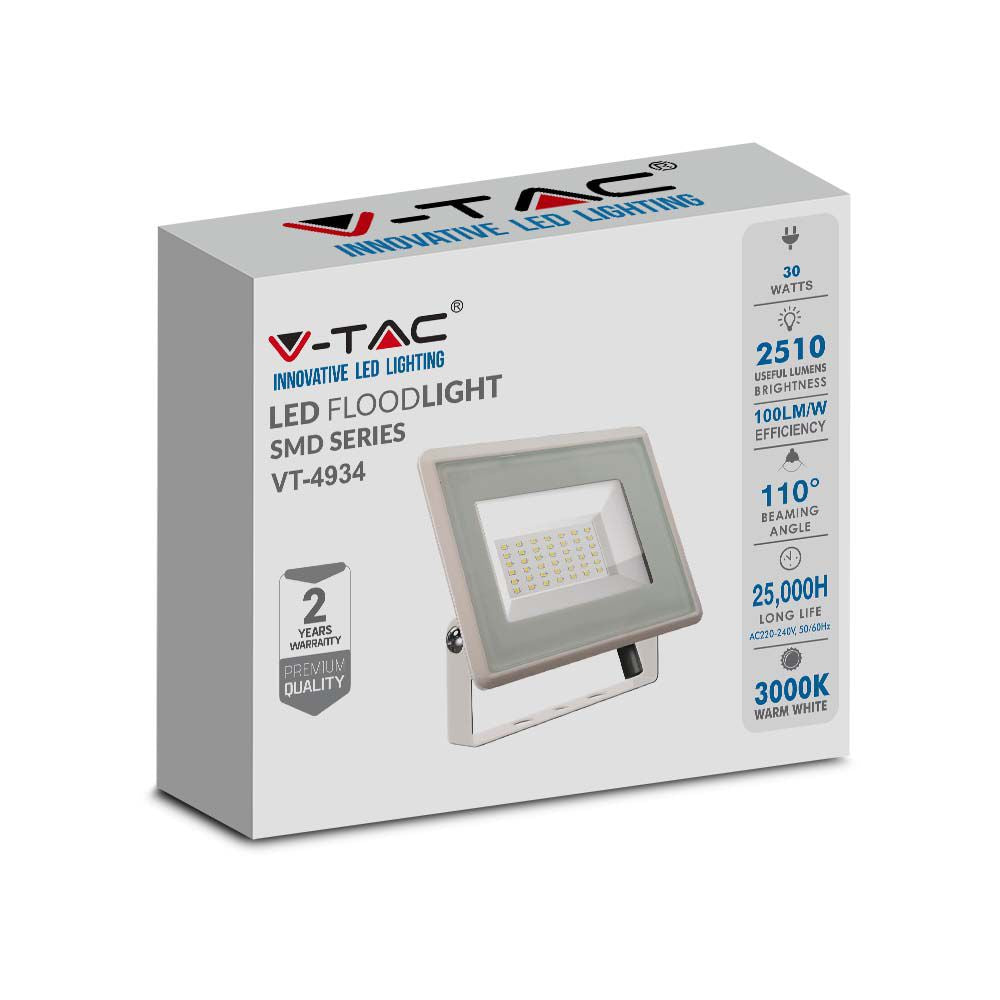 30W Naświetlacz LED / Seria: F-Class / Barwa:3000K / Obudowa: Biała