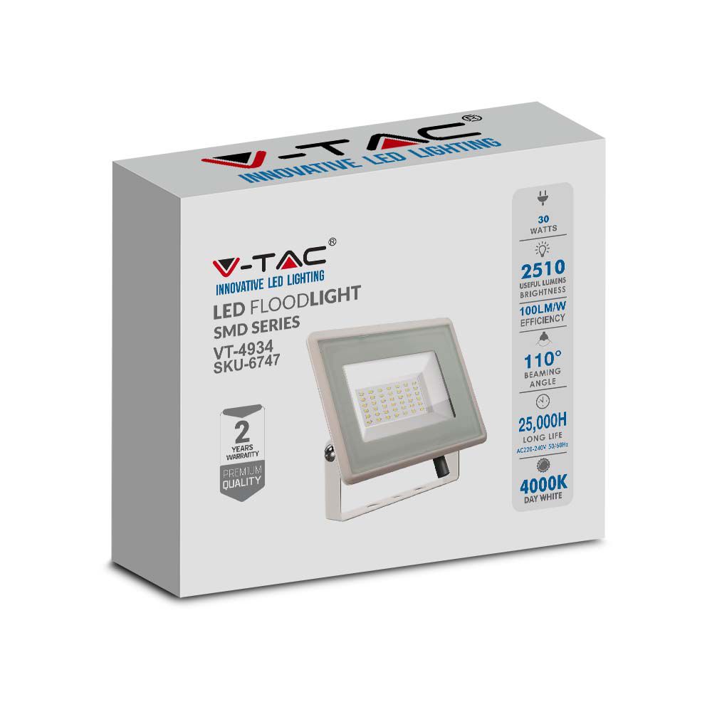 30W Naświetlacz LED / Seria: F-Class / Barwa:4000K / Obudowa: Biała