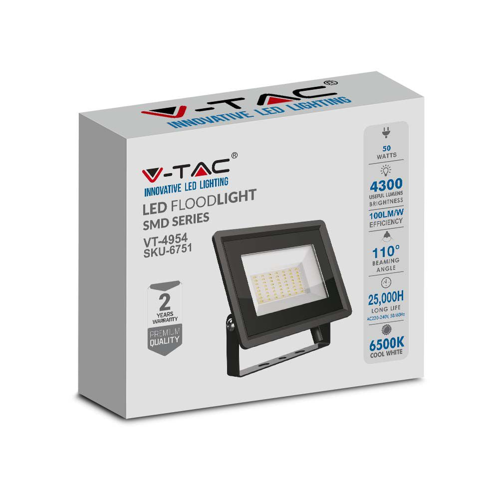 50W Naświetlacz LED / Seria: F-Class / Barwa:6500K / Obudowa: Czarna