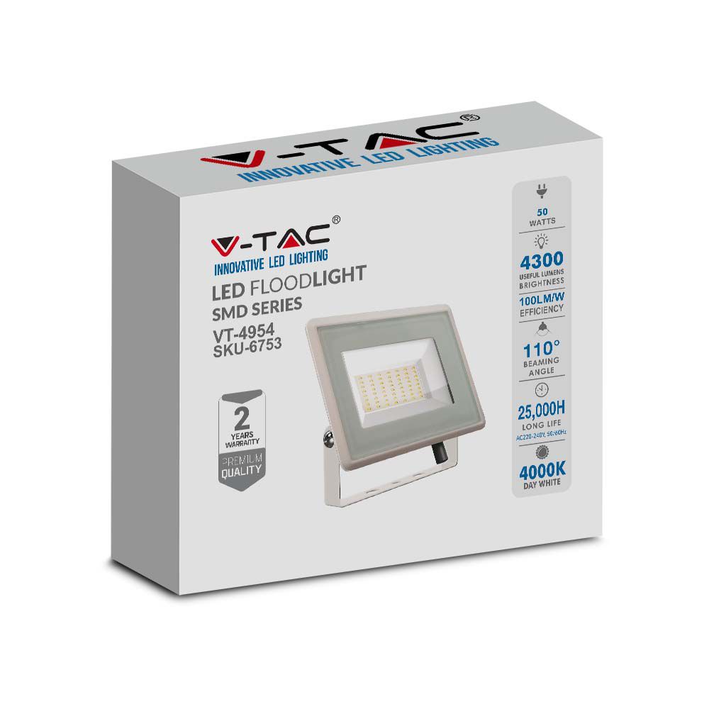 50W Naświetlacz LED / Seria: F-Class / Barwa:4000K / Obudowa: Biała
