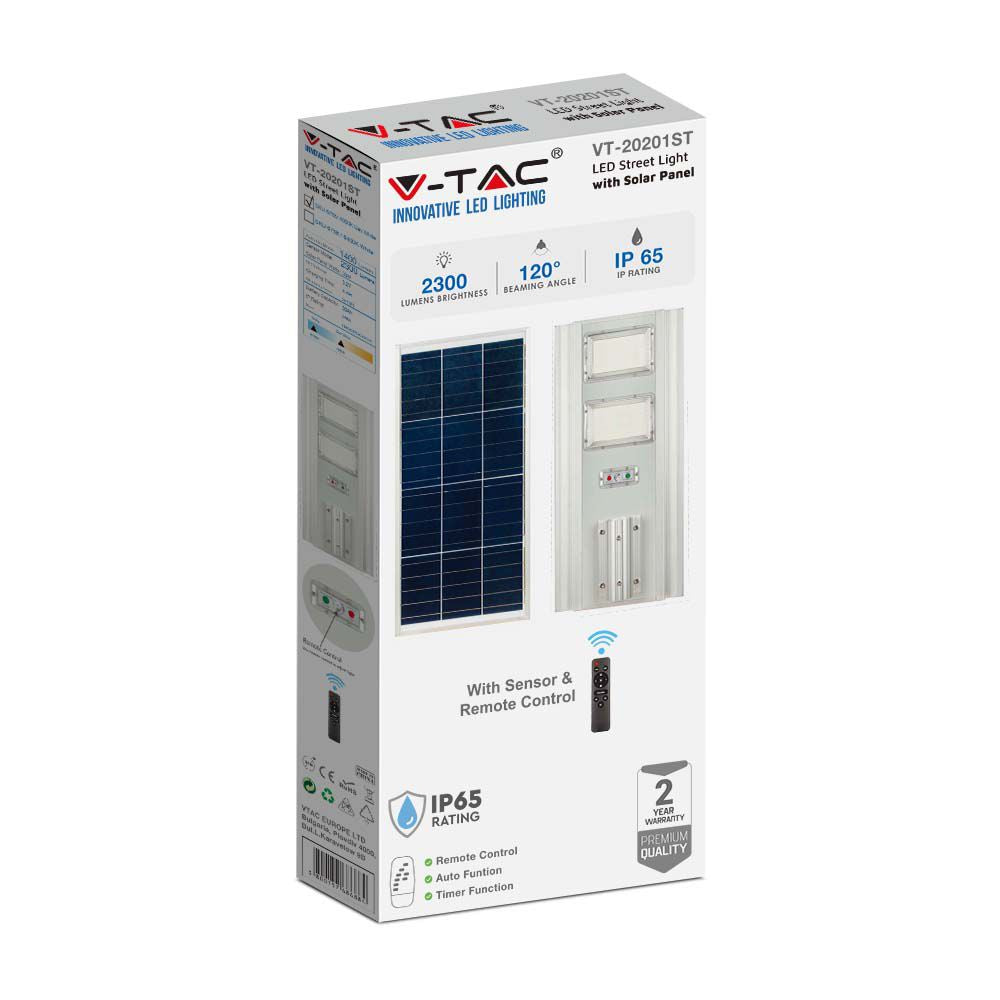 33W Lampa uliczna solarna z czujnikiem ruchu / Barwa:4000K / Obudowa: Srebrna