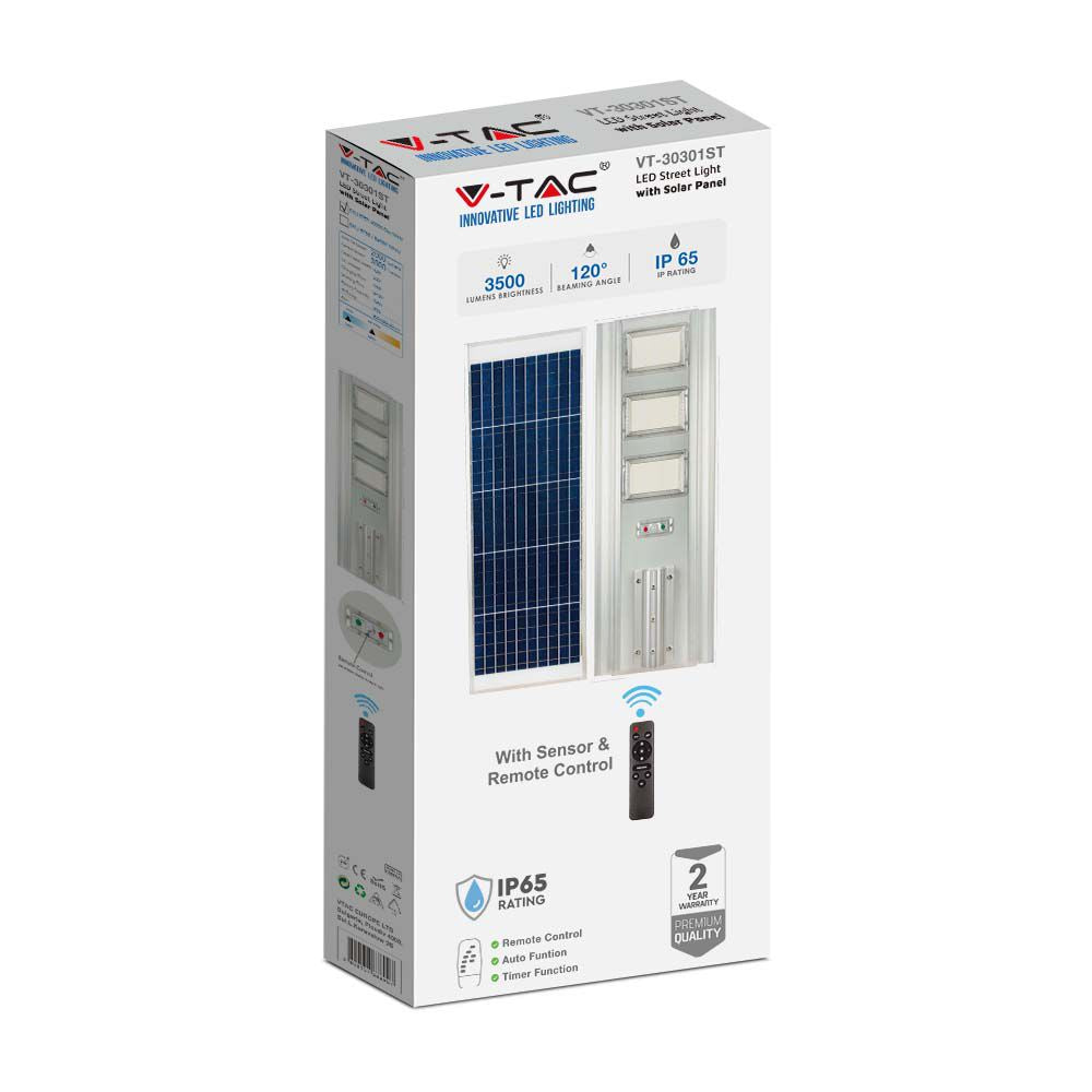 40W Lampa uliczna solarna z czujnikiem ruchu / Barwa:6400K / Obudowa: Srebrna