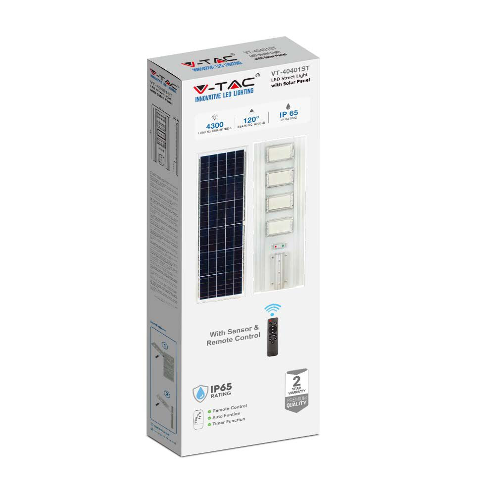 50W Lampa uliczna solarna z czujnikiem ruchu / Barwa:6400K / Obudowa: Srebrna
