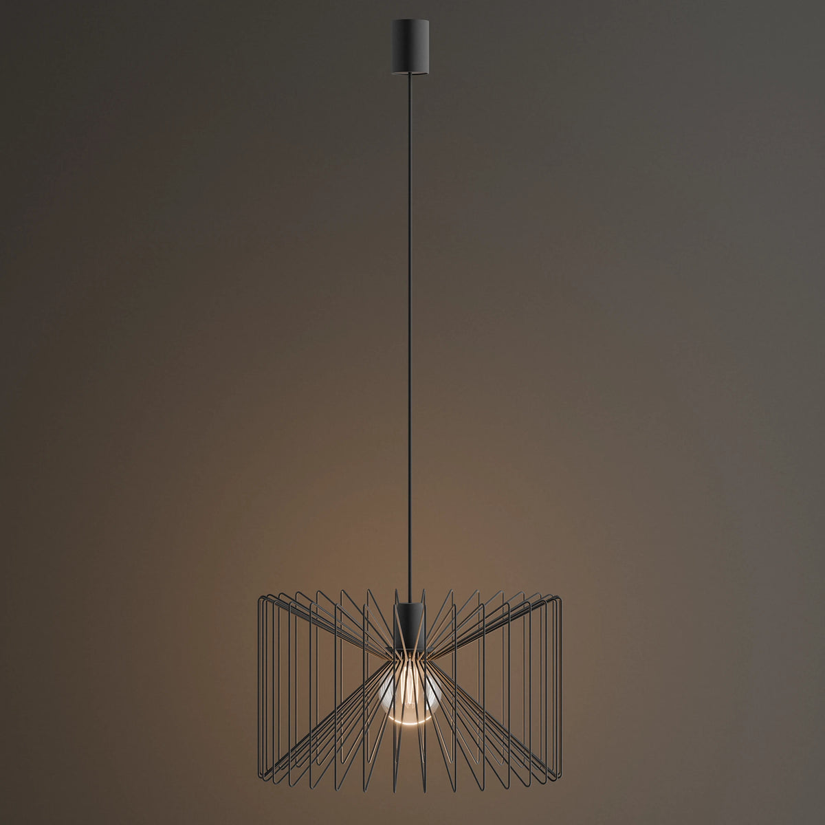 Nowodvorski Lampa wisząca NESS 25W only LED 50/60Hz - Stal lakierowana - Czarny 6768 - lampa włączona