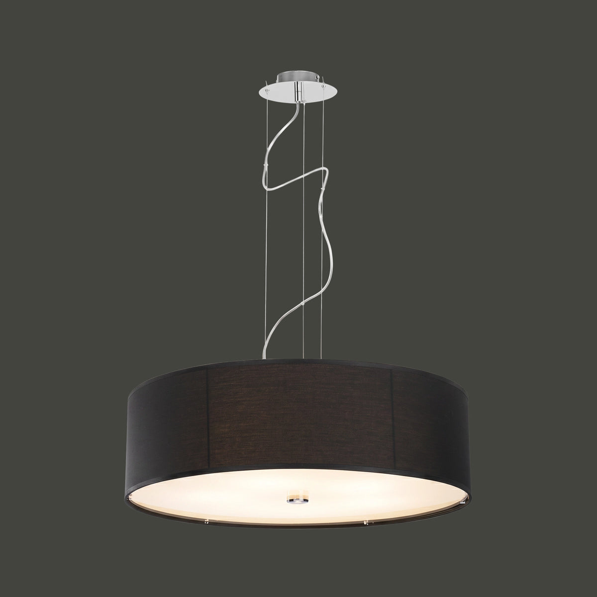 Nowodvorski Lampa wisząca VIVIANE 25W only LED 50/60Hz - Tkanina - Czarny 6774 - lampa włączona