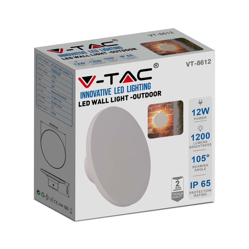 12W Plafon LED / Barwa:3000K / Klosz: Okrągły biały