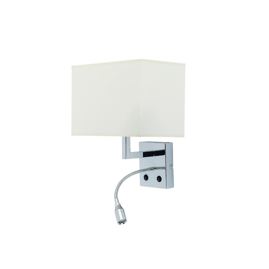 Nowodvorski Kinkiet regulowany z włącznikiem HOTEL LED 1x25W only LED, 1x2.2W LED 50/60Hz - Tkanina - Ecru
