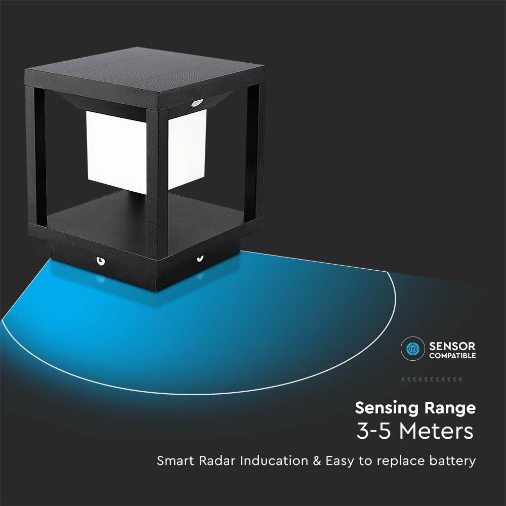 2W Lampa ogrodowa LED solarna / Barwa:3000K / Obudowa: Czarna
