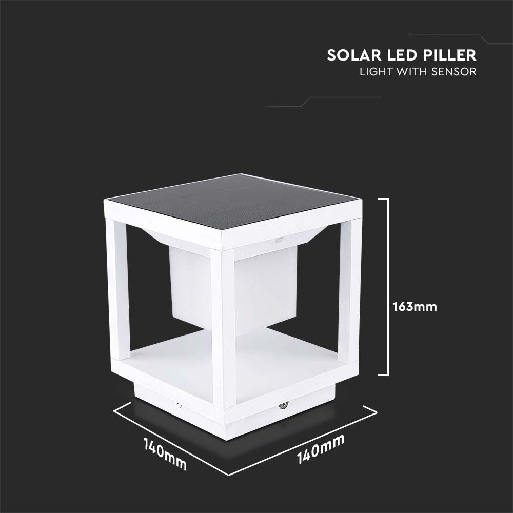 2W Lampa ogrodowa LED solarna / Barwa:3000K / Obudowa: Biała