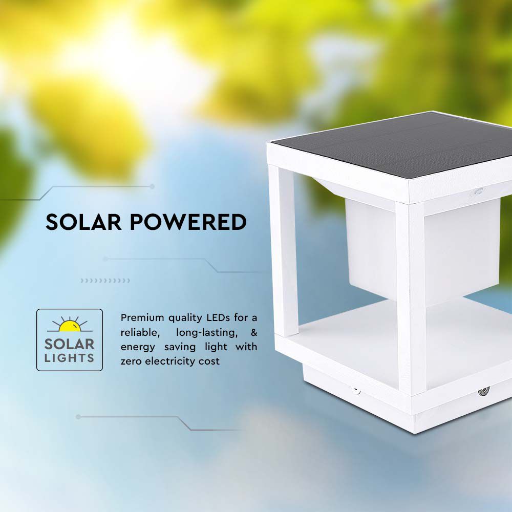 2W Lampa ogrodowa LED solarna / Barwa:3000K / Obudowa: Biała