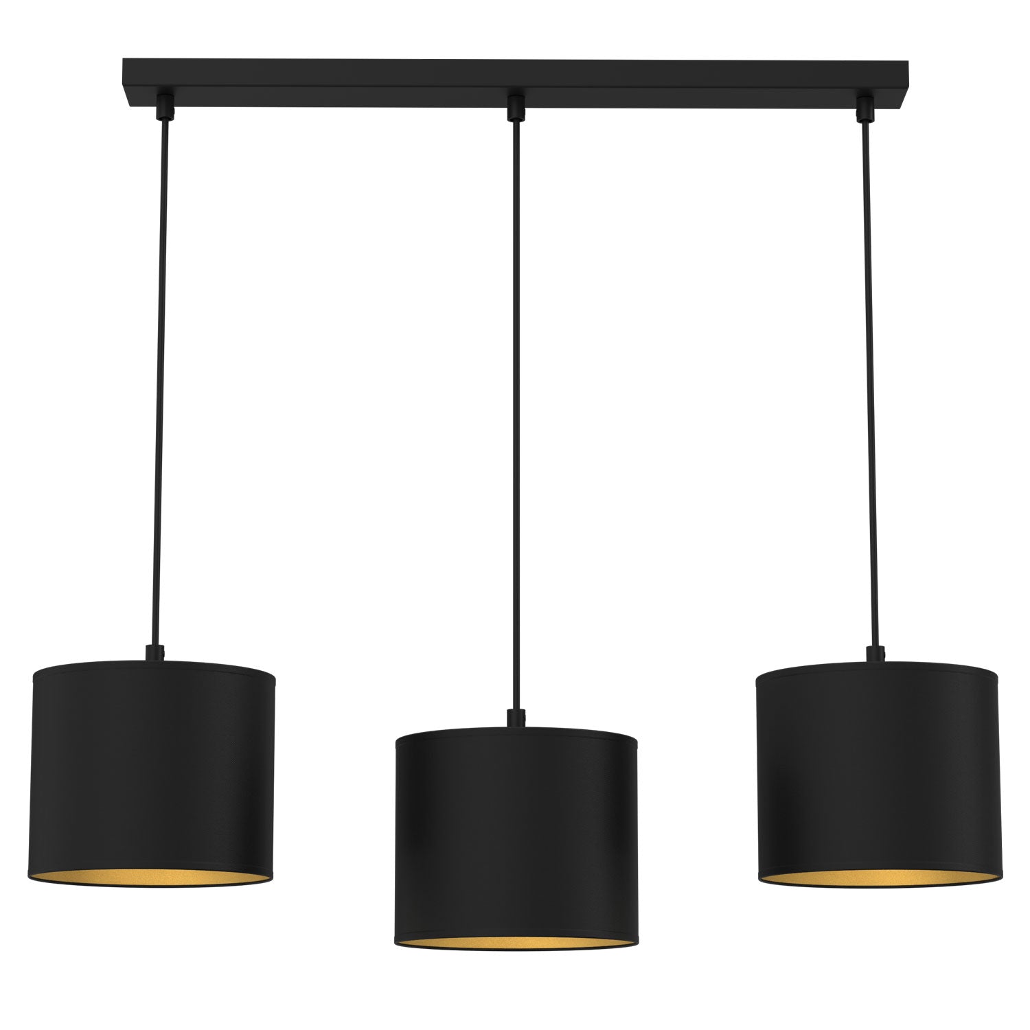 żyrandol Arden listwa, black, cylinder shade dia 180, h 150 black/gold 3xE27