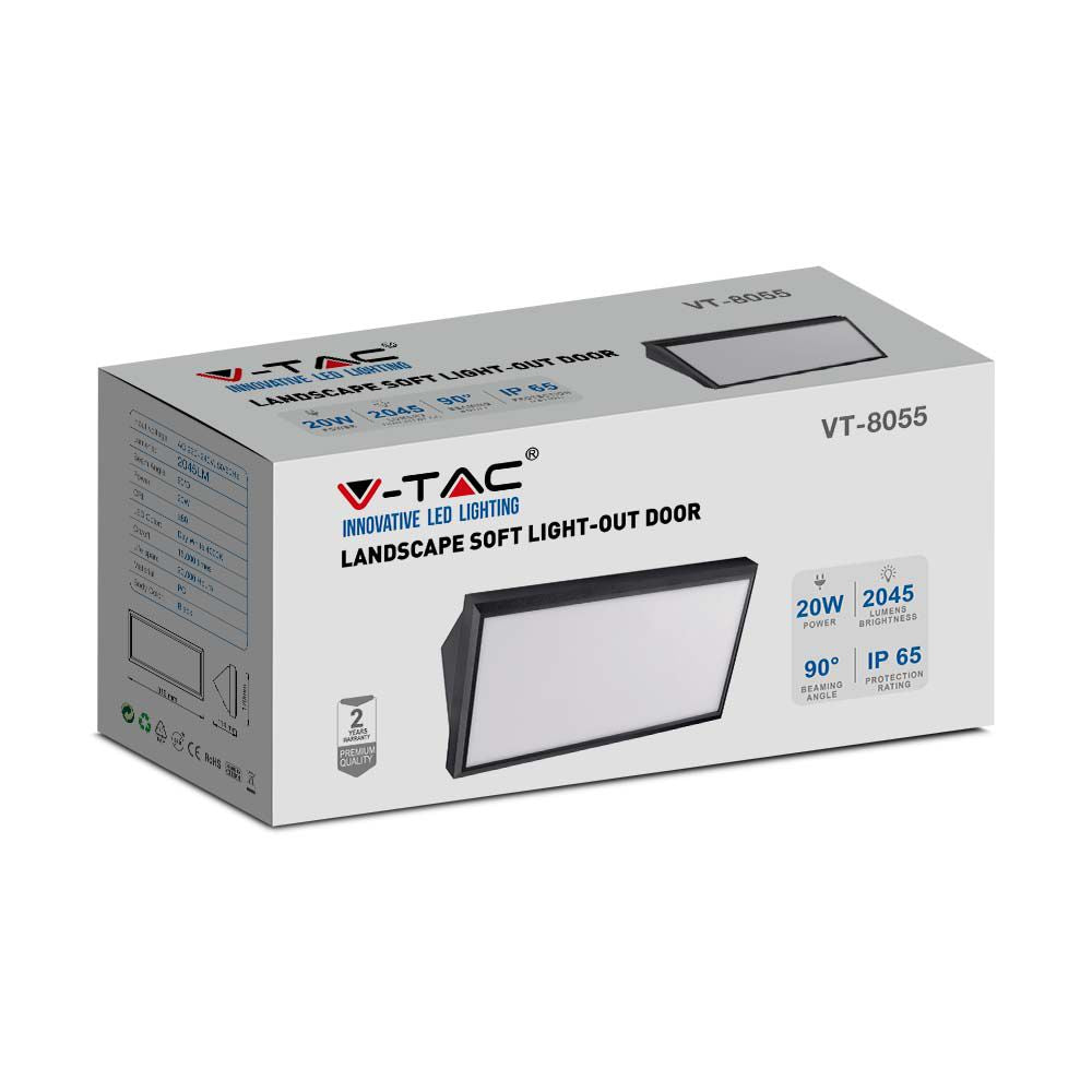 20W Lampa ścienna LED / Ukośna / Barwa:4000K / Obudowa: Czarna