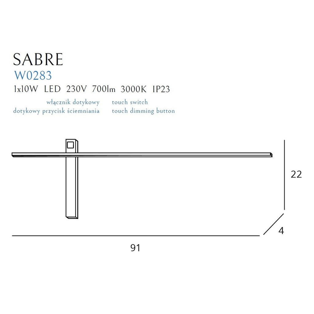 Maxlight Kinkiet Sabre - Metal + akryl - Czarny W0283