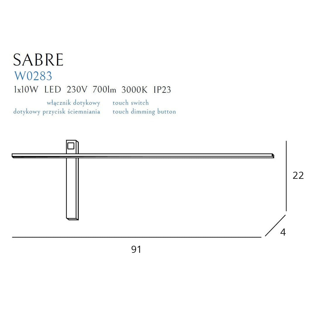 Maxlight Kinkiet Sabre - Metal + akryl - Czarny W0283