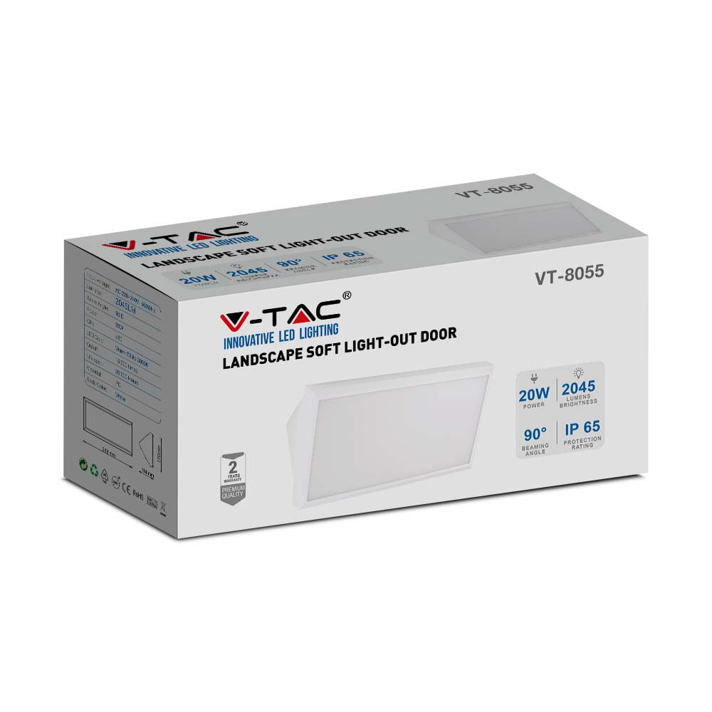 20W Lampa ścienna LED / Ukośna / Barwa:6400K / Obudowa: Biała