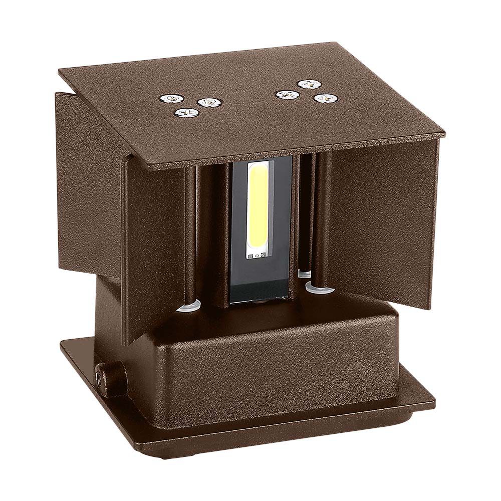 11W Kinkiet kwadratowy LED / CHIP BRIDGELUX / Barwa:3000K / Brązowy