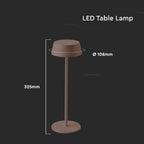 2W Lampka nocna LED zasilana bateryjnie / Ściemnianie przez dotyk / Barwa: 3000K / Obudowa: Brązowy / IP54