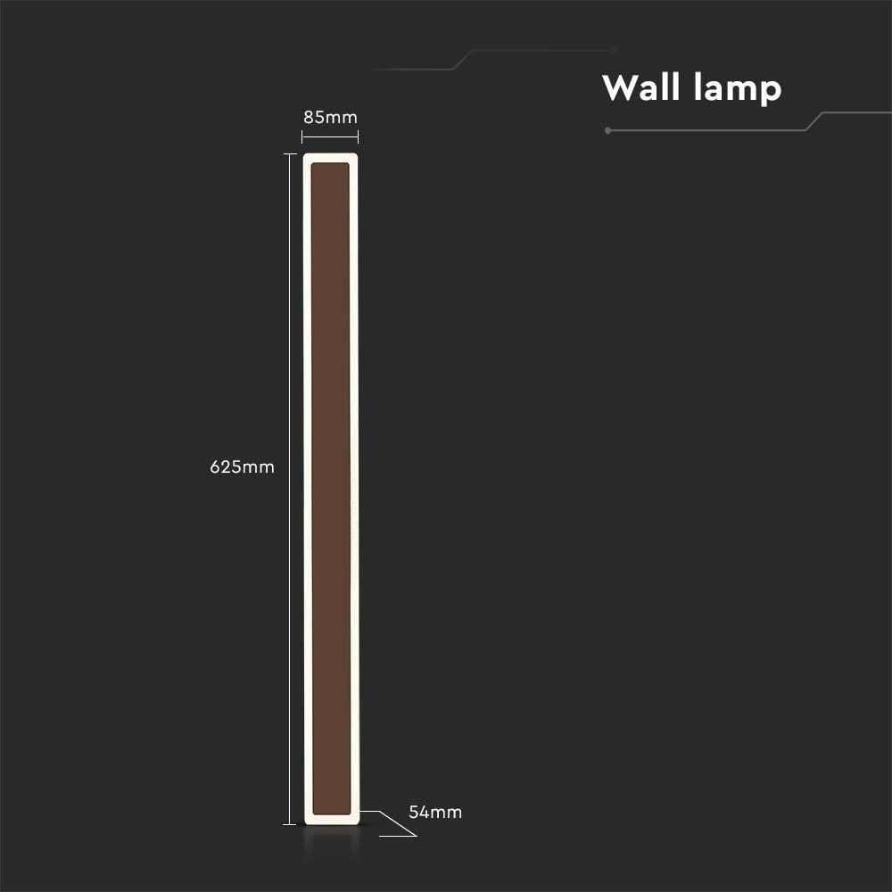 17W Lampa ścienna LED / Barwa: 4000K / Obudowa: Brązowy / IP54 / Pionowa