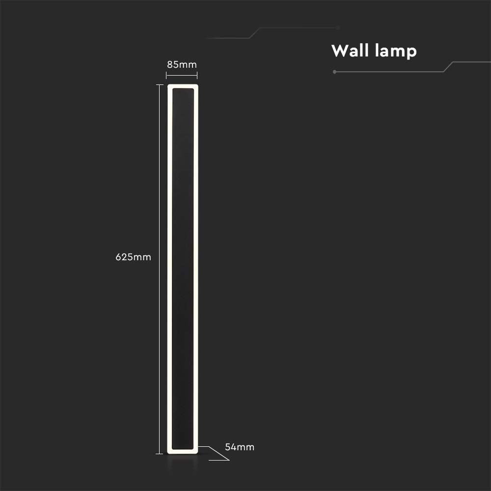 17W Lampa ścienna LED / Barwa: 3000K / Obudowa: Czarny / IP54 / Pionowa