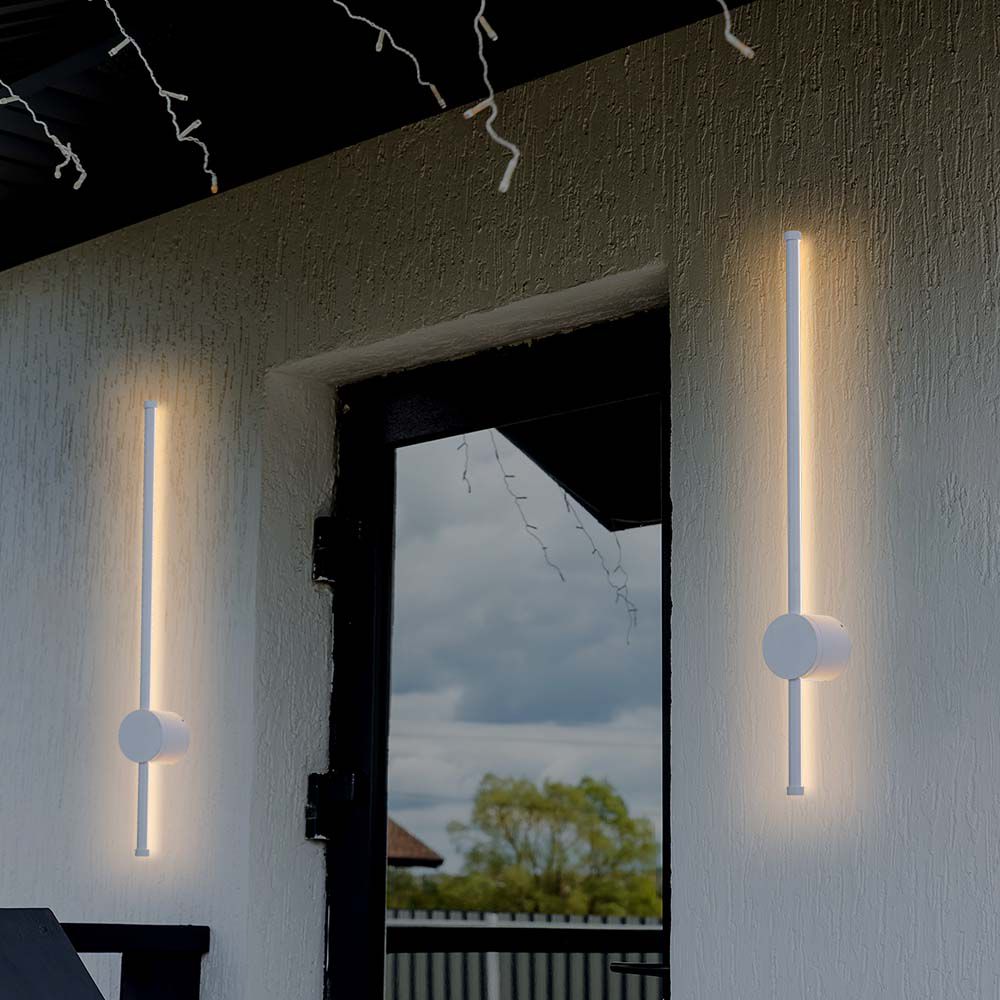 12W Lampa ścienna LED / Barwa: 4000K / Obudowa: Biały / IP54 / Pionowa