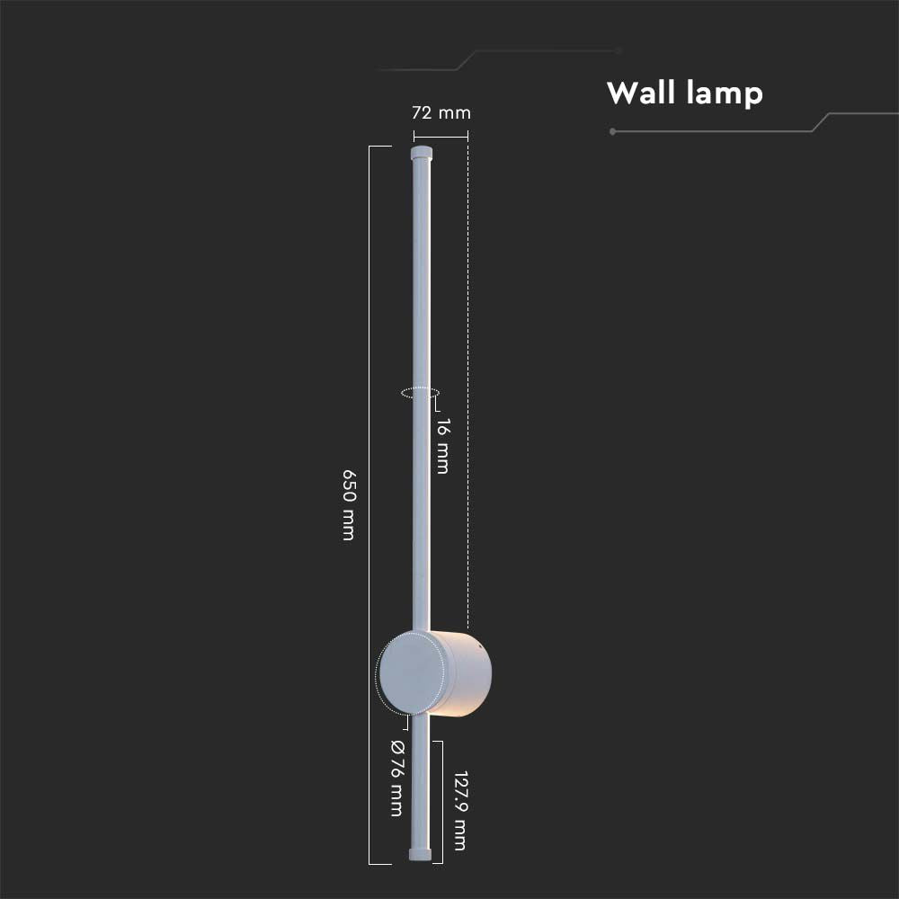 12W Lampa ścienna LED / Barwa: 3000K / Obudowa: Biały / IP54 / Pionowa