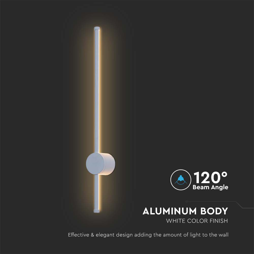 12W Lampa ścienna LED / Barwa: 4000K / Obudowa: Biały / IP54 / Pionowa