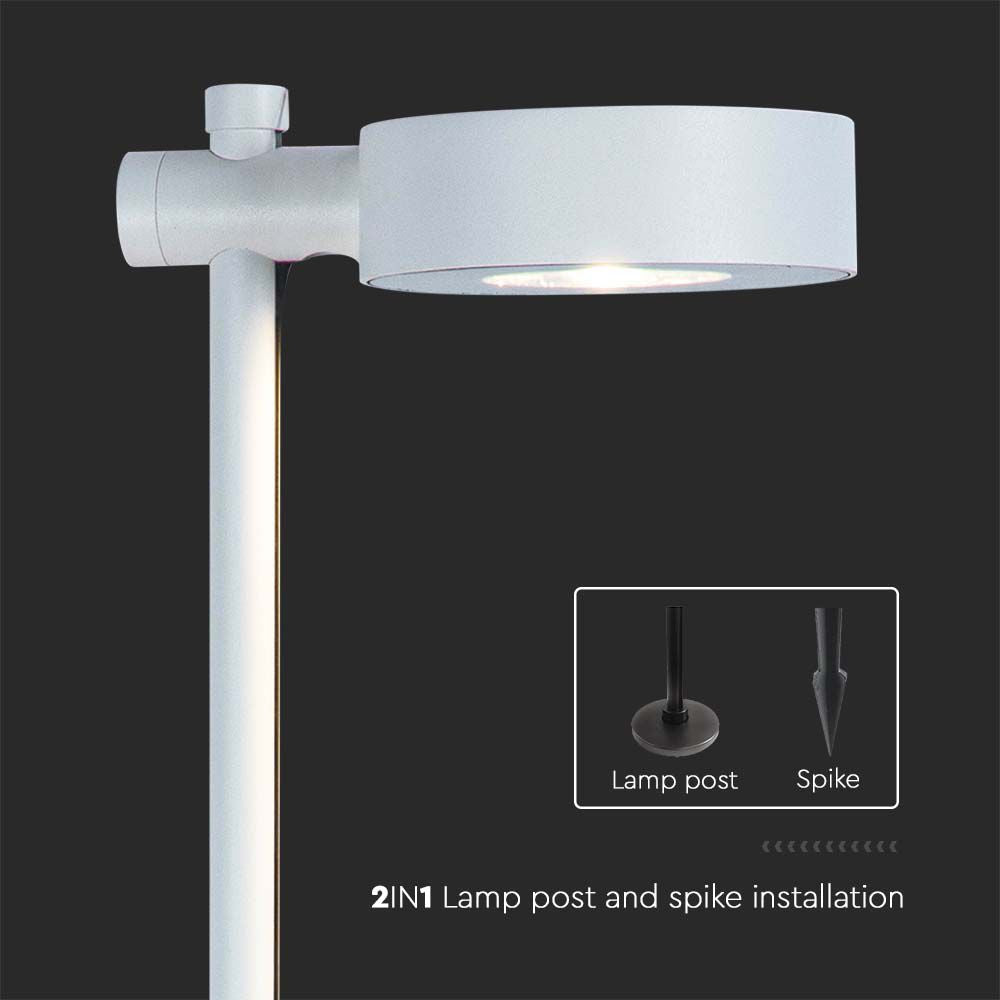 7W LED Słupek ogrodowy / Barwa: 3000K / Obudowa: Biały / IP54