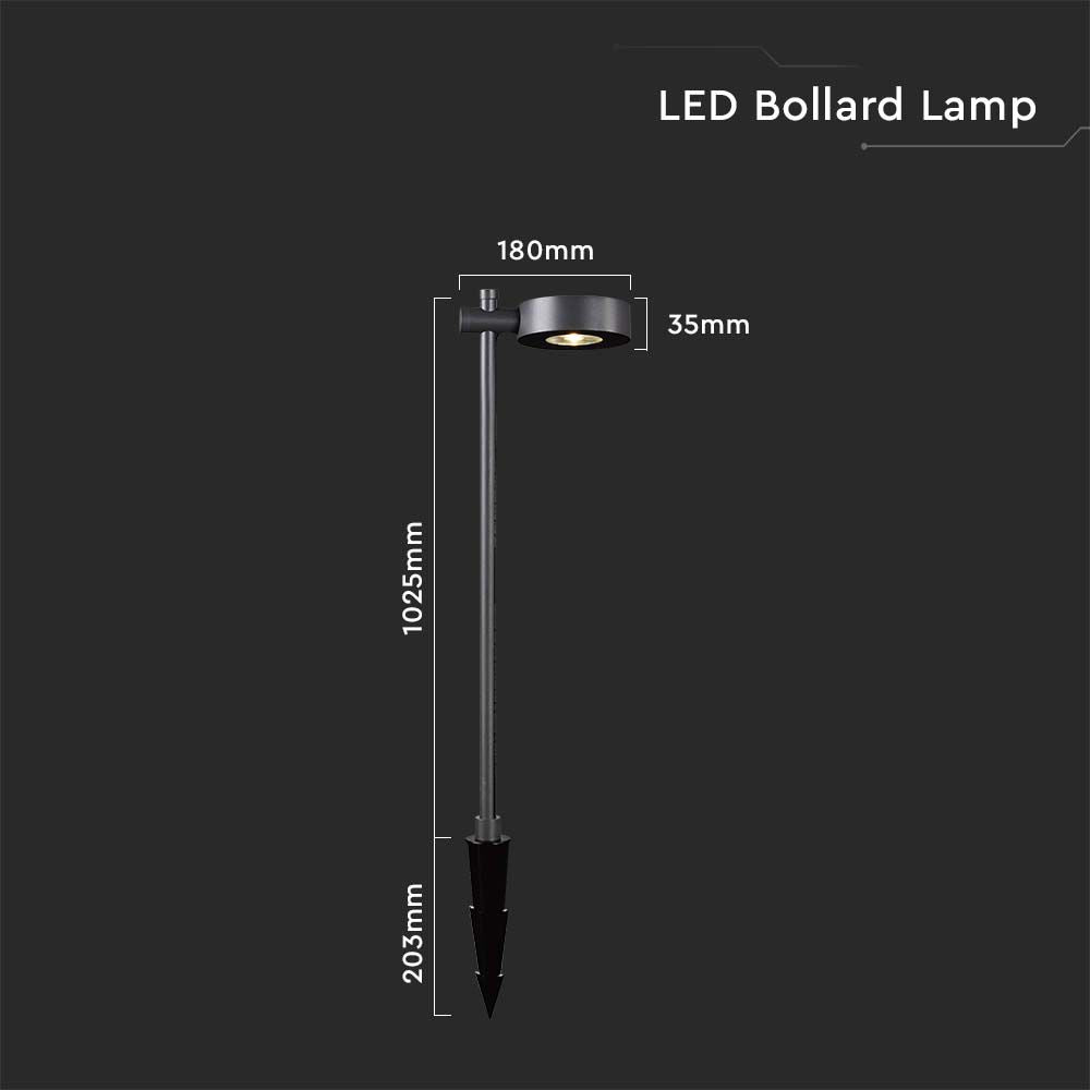 7W LED Słupek ogrodowy / Barwa: 3000K / Obudowa: Czarny / IP54