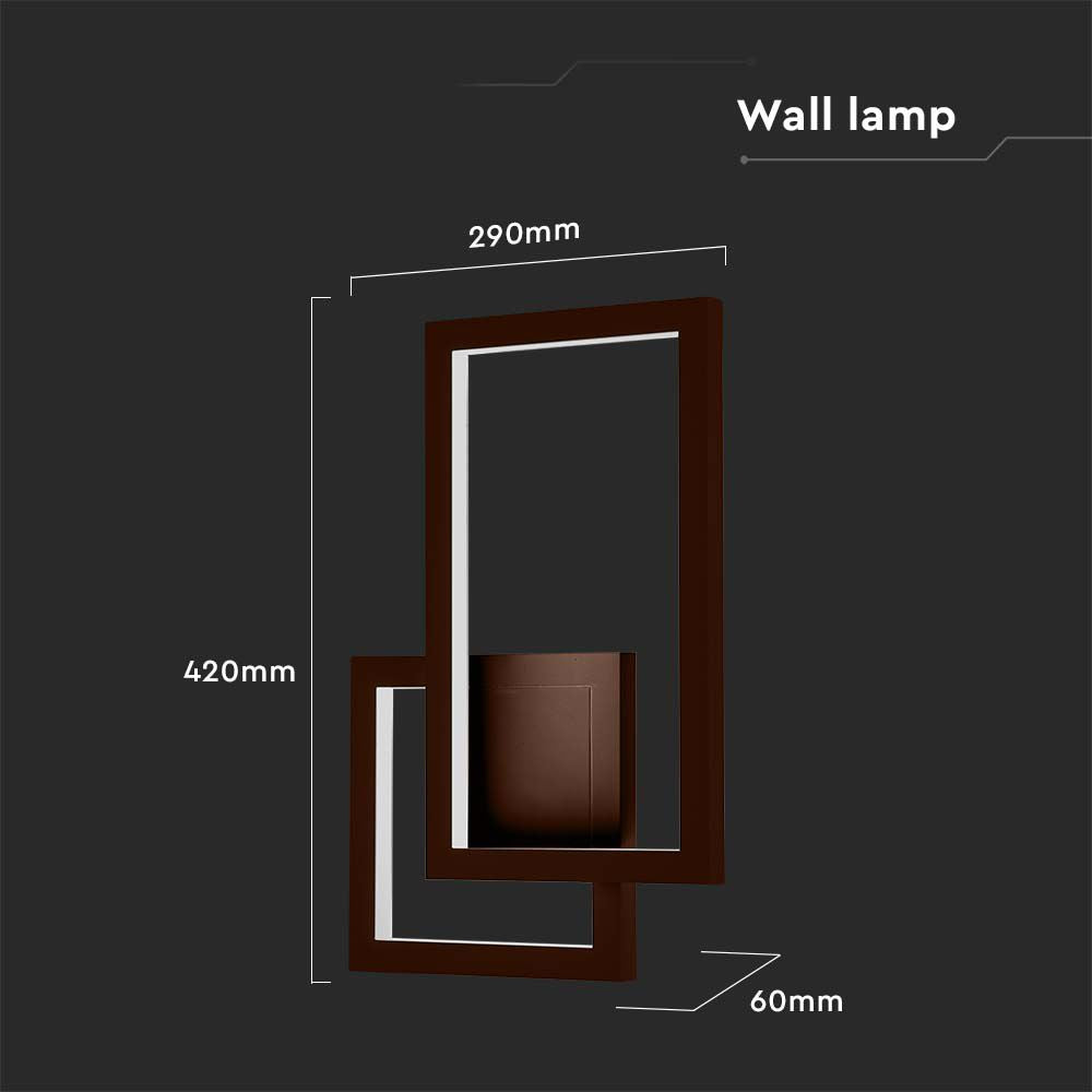 20W Lampa ścienna LED / Barwa: 3000K / Obudowa: Brązowy / IP54