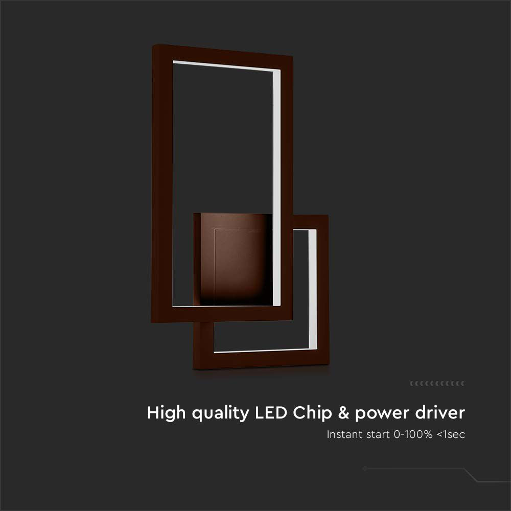 20W Lampa ścienna LED / Barwa: 3000K / Obudowa: Brązowy / IP54