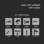 8W Solarny Naświetlacz LED z czujnikiem ruchu / Barwa:3000K / Obudowa: Czarna / IP65