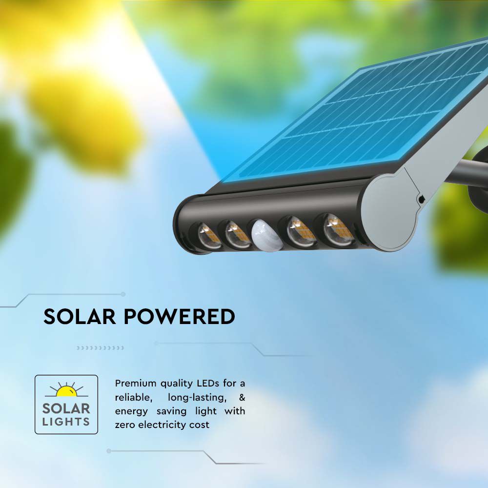 8W Solarny Naświetlacz LED z czujnikiem ruchu / Barwa:4000K / Obudowa: Czarna / IP65