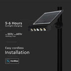 8W Solarny Naświetlacz LED z czujnikiem ruchu / Barwa:6000K / Obudowa: Czarna / IP65
