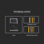 8W Solarny Naświetlacz LED z czujnikiem ruchu / Barwa:6000K / Obudowa: Czarna / IP65