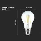 4W A60 Żarówka LED Filament / Barwa:3000K / Ściemniana - 3 stopnie / Trzonek:E27
