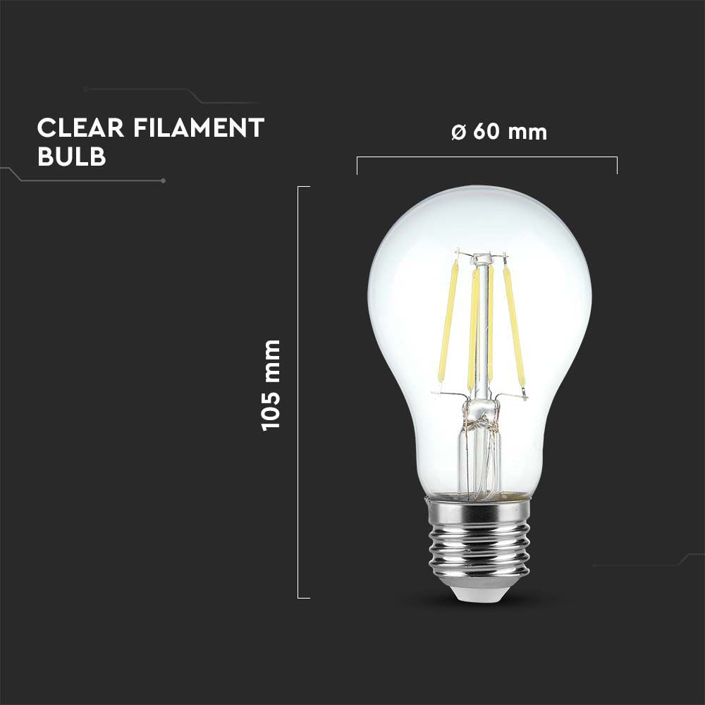 4W A60 Żarówka LED Filament / Barwa:3000K / Ściemniana - 3 stopnie / Trzonek:E27