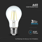 4W A60 Żarówka LED Filament / Barwa:3000K / Ściemniana - 3 stopnie / Trzonek:E27