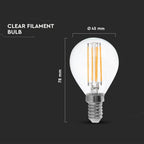 4W P45 Żarówka LED Filament / Barwa:3000K / Ściemniana - 3 stopnie / Trzonek:E14